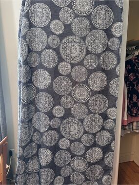 Blue and White Circular Pattern lined, blackout curtains